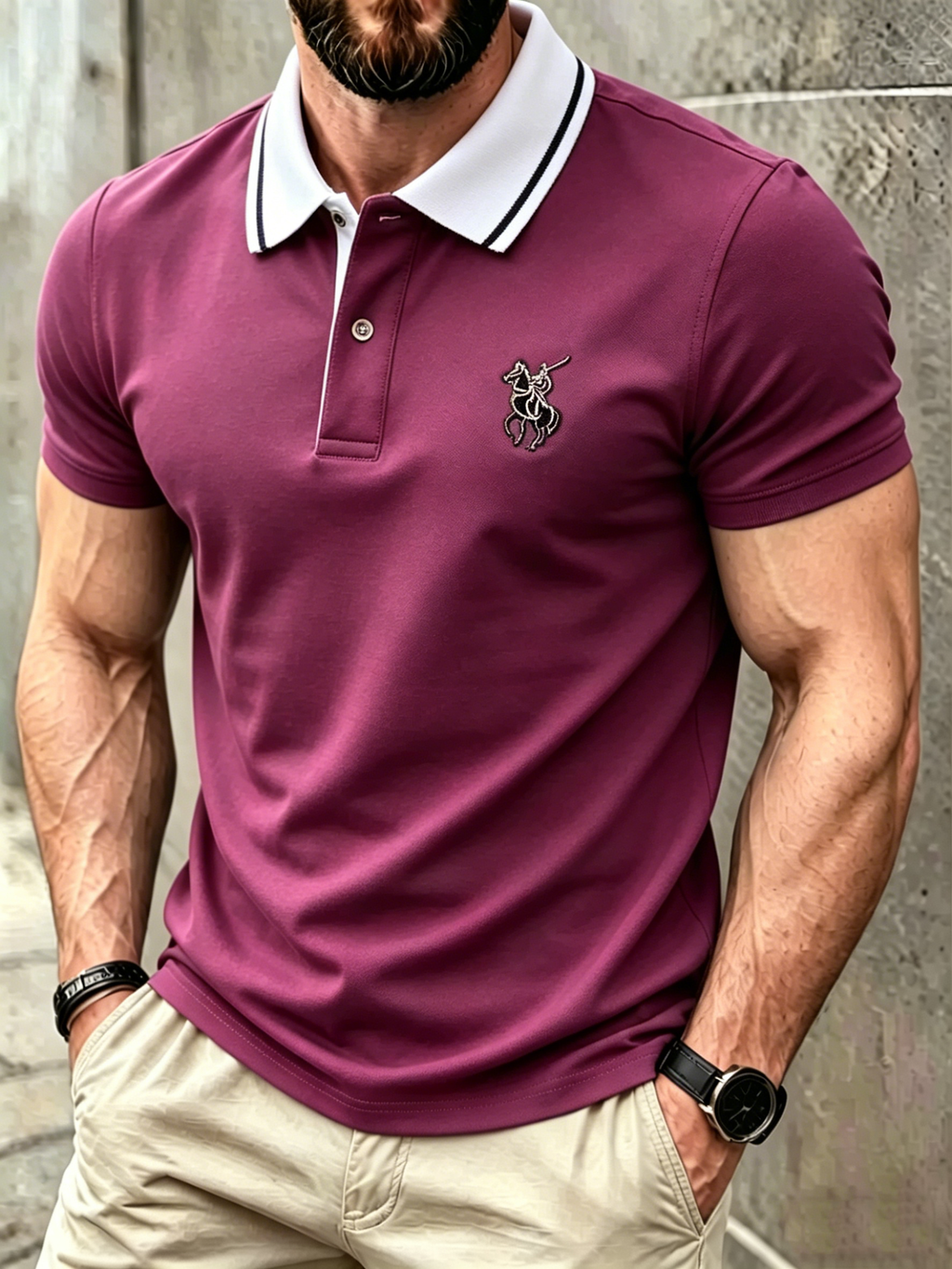 Men's Business Casual Button Short Sleeve Polo Shirt A002362