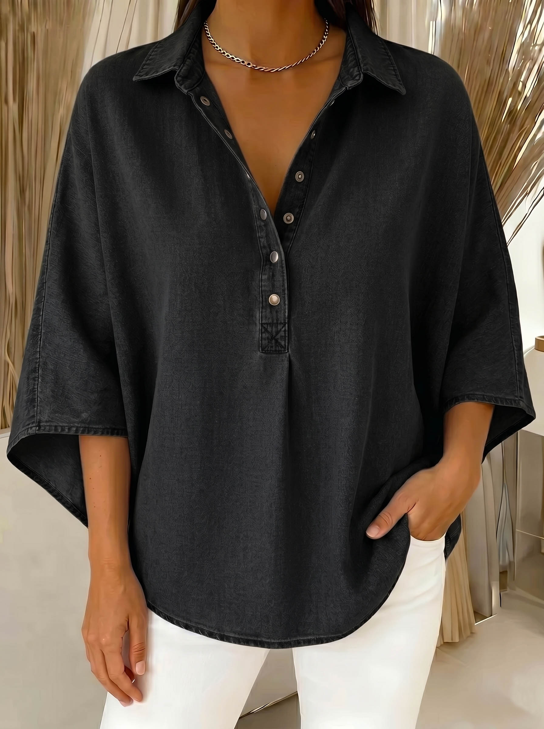Denim Poncho Blouse