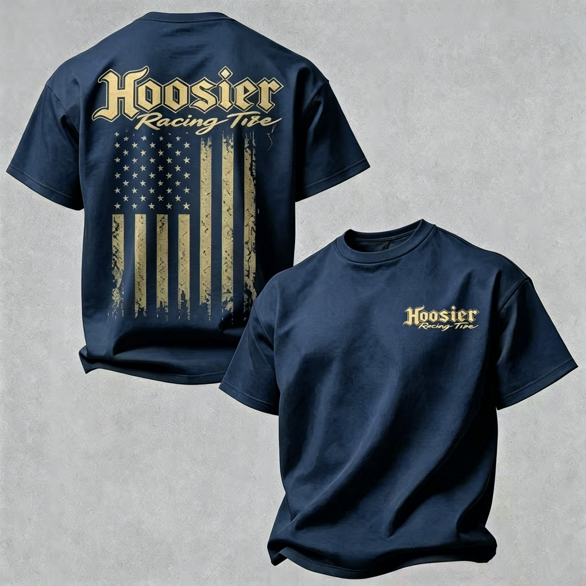 Retro American Flag Racing Print T-Shirt