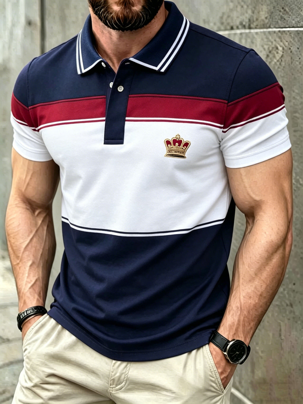 Men's Business Casual Button Short Sleeve Polo Shirt MYY25090818