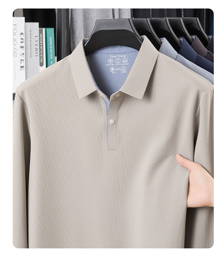 Men's Casual Solid Color Short-Sleeve Polo Shirts (Runs Small | Size Up 1 Size）