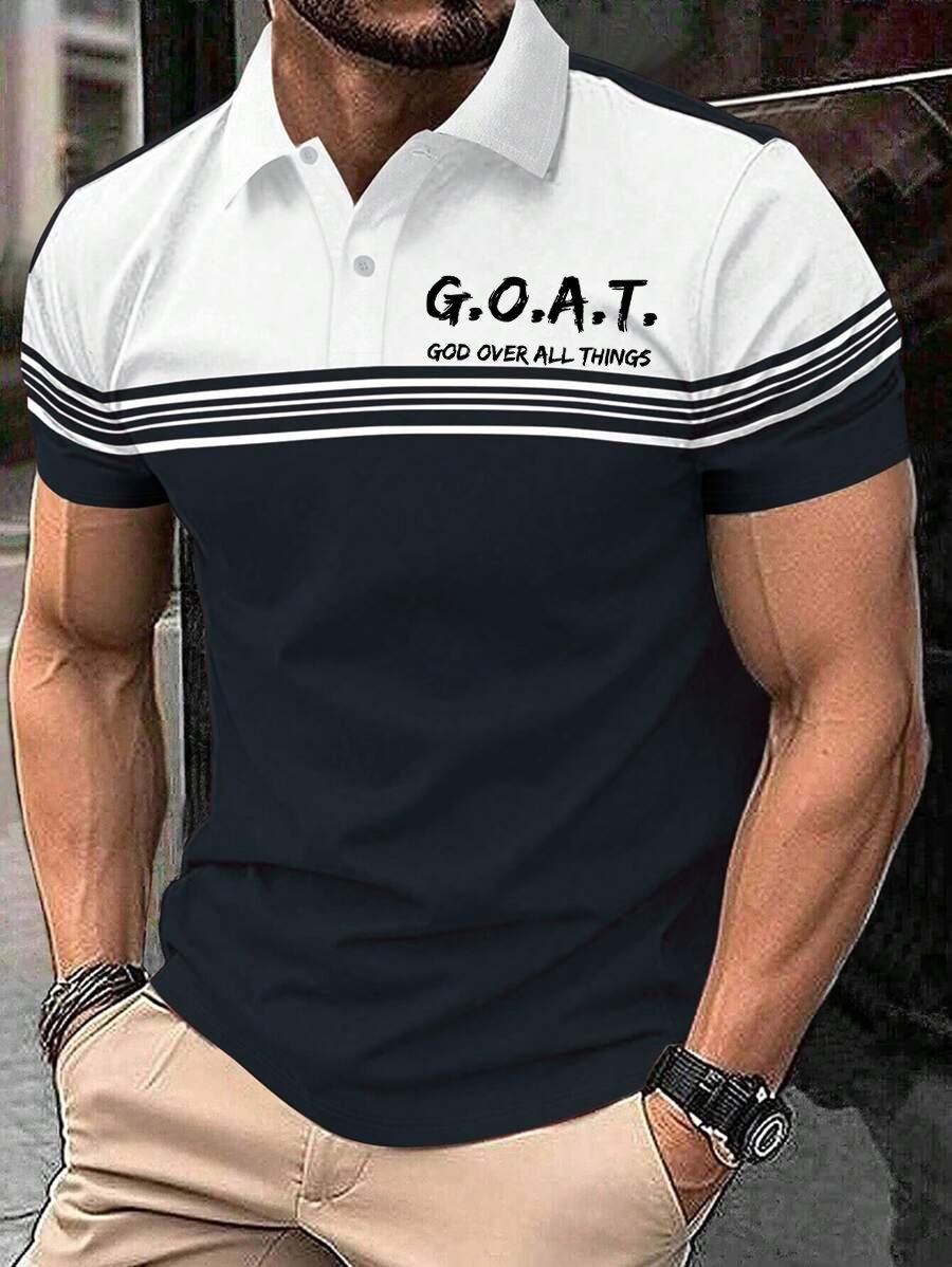Men's Retro Faith  Casual Printed Polo Shirt