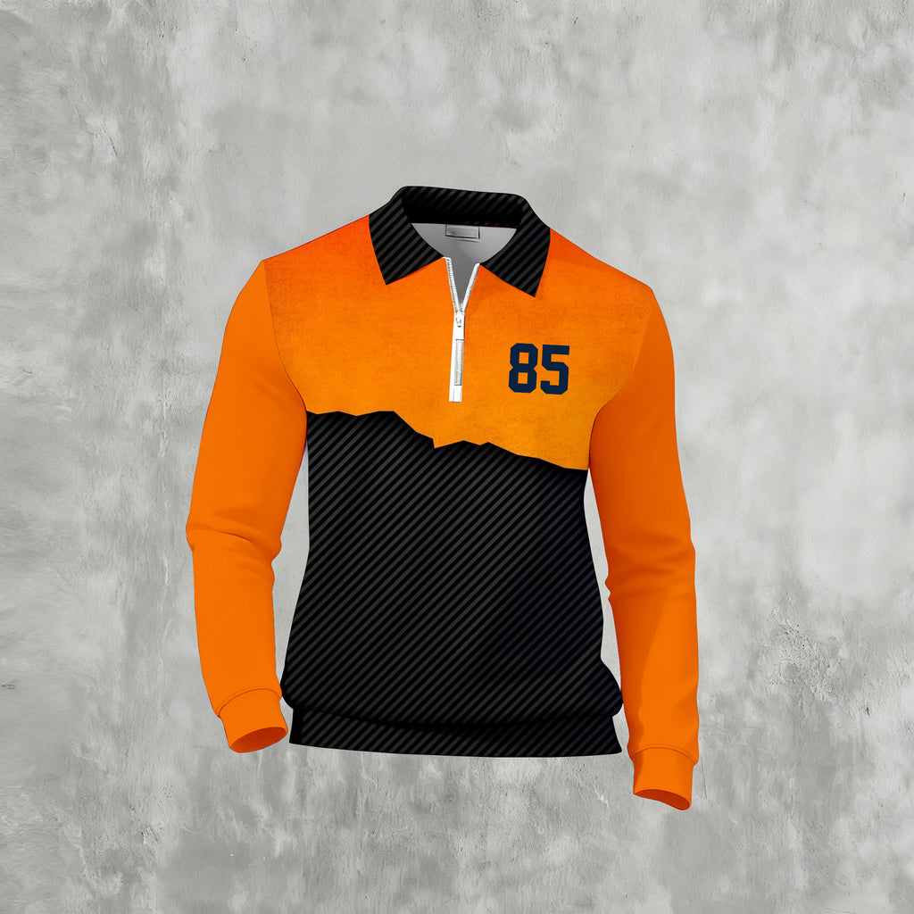 Men's Casual Color Matching Printed Long Sleeves Polo Shirts