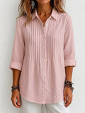 CLEARANCE SALE🔥 Pleated Linen-Blend Blouse