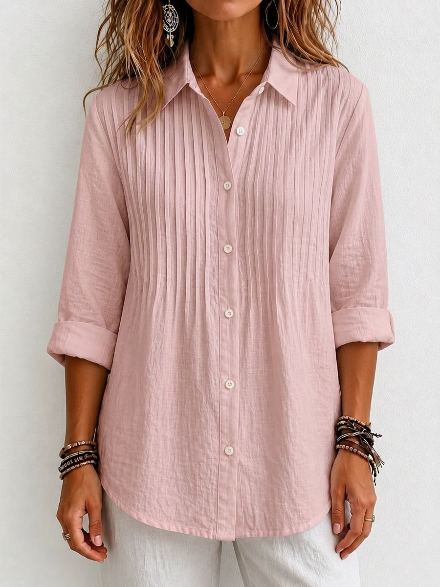 CLEARANCE SALE🔥 Pleated Linen-Blend Blouse