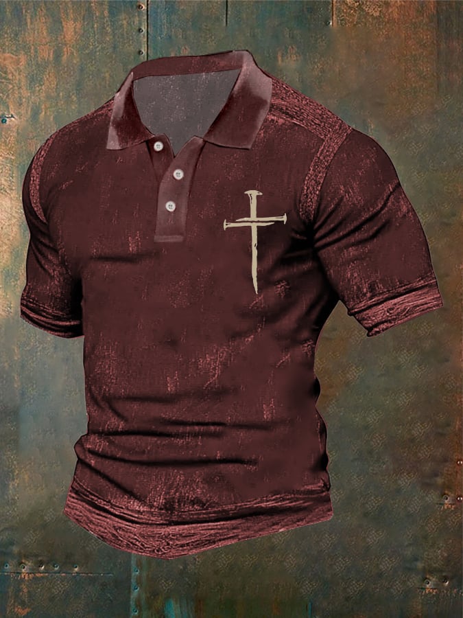 Men's Casual Retro Contrast Color Faith Polo