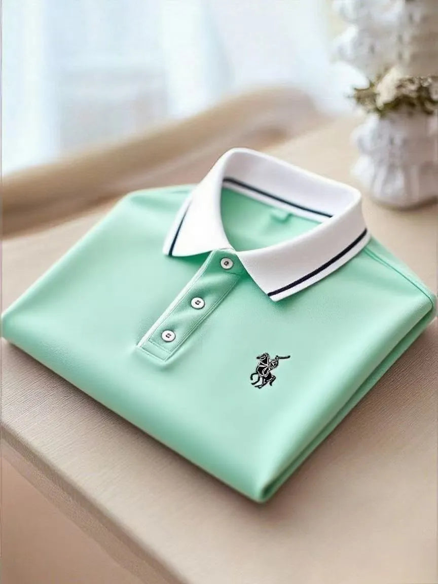 Men's Business Casual Button Short Sleeve Polo Shirt A002362