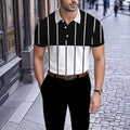 Men's Business Casual Polo Collar Geometric Printed Short-Sleeved Shirt
