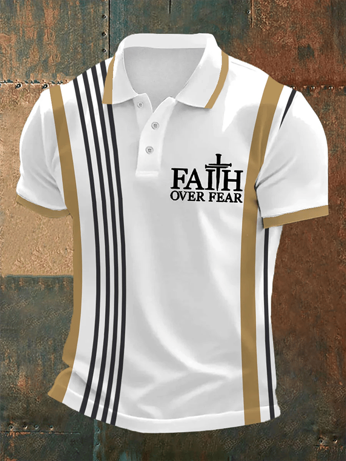 Men's Retro Faith  Casual Printed Polo Shirt