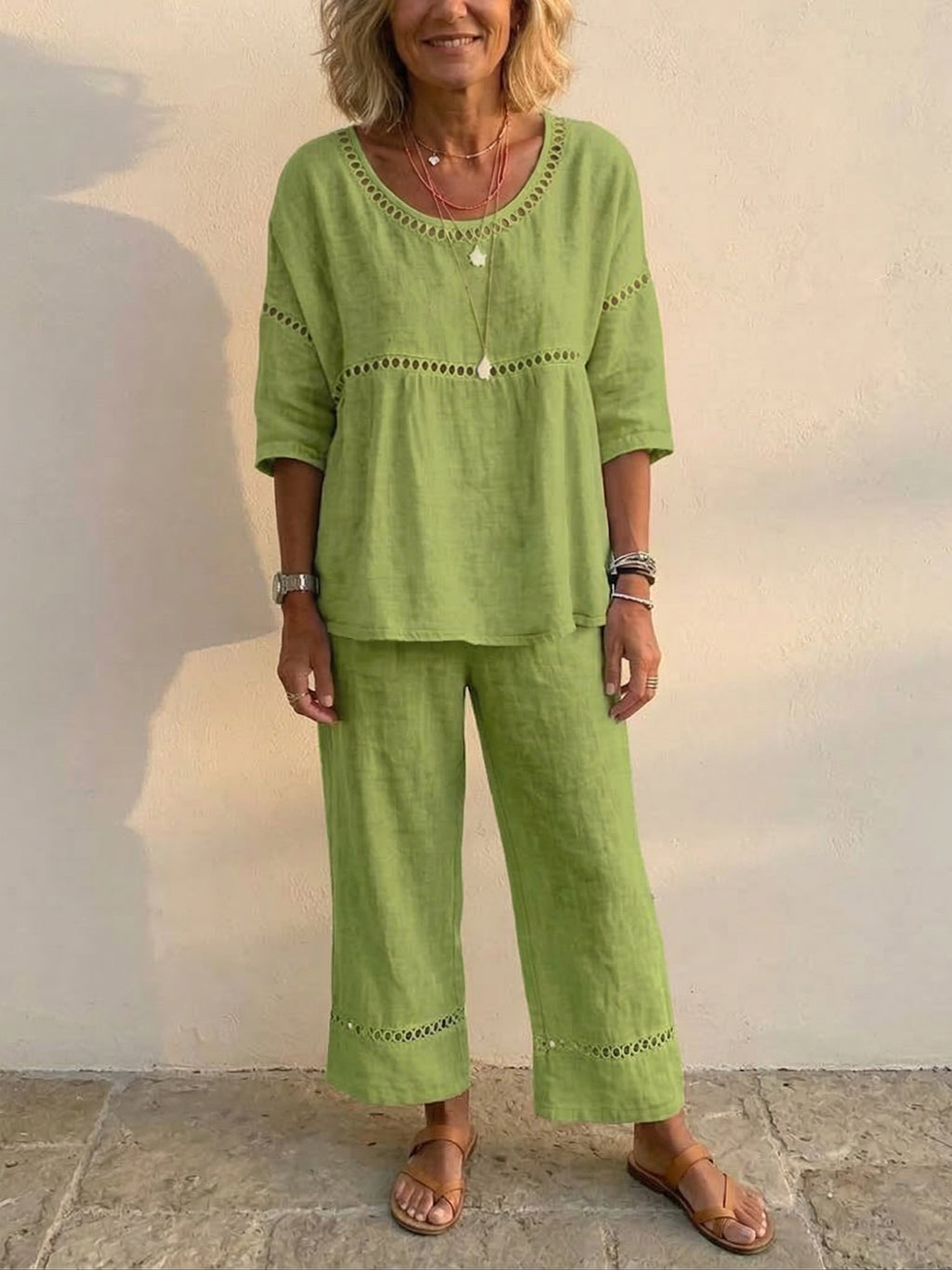 CLEARANCE SALE🔥 The Serendipity Linen Eyelet Two-Piece Set