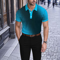 Men's Business Casual Polo Collar Geometric Printed Short-Sleeved Shirt
