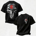 Vette Cross Flags Logo Motor Division Punisher Skull Vintage Cotton Print Men's T-Shirt