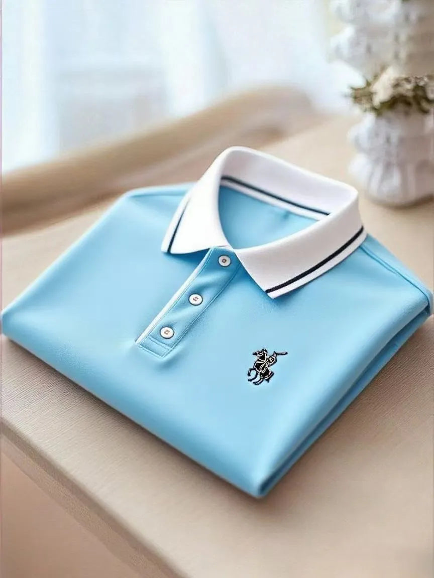 Men's Business Casual Button Short Sleeve Polo Shirt A002362