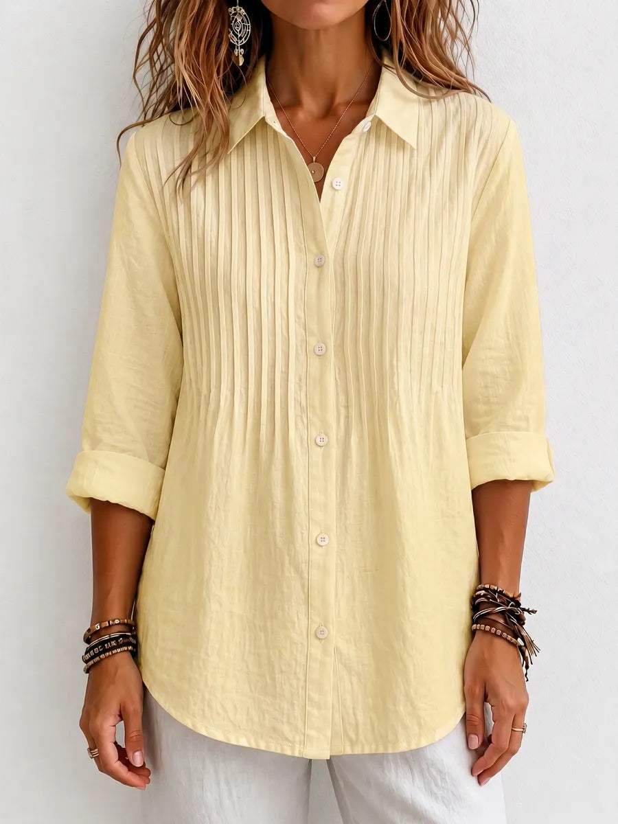 CLEARANCE SALE🔥 Pleated Linen-Blend Blouse