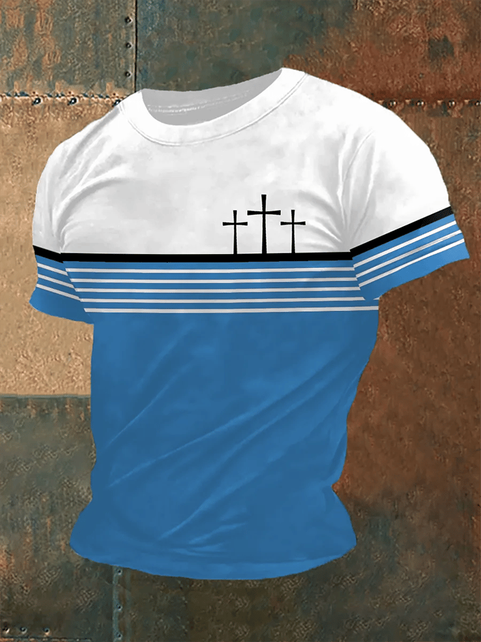 Men's Vintage Faith Cross Print T-Shirt