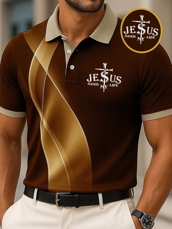 Men's Faith Printed Casual Polo Shirt
