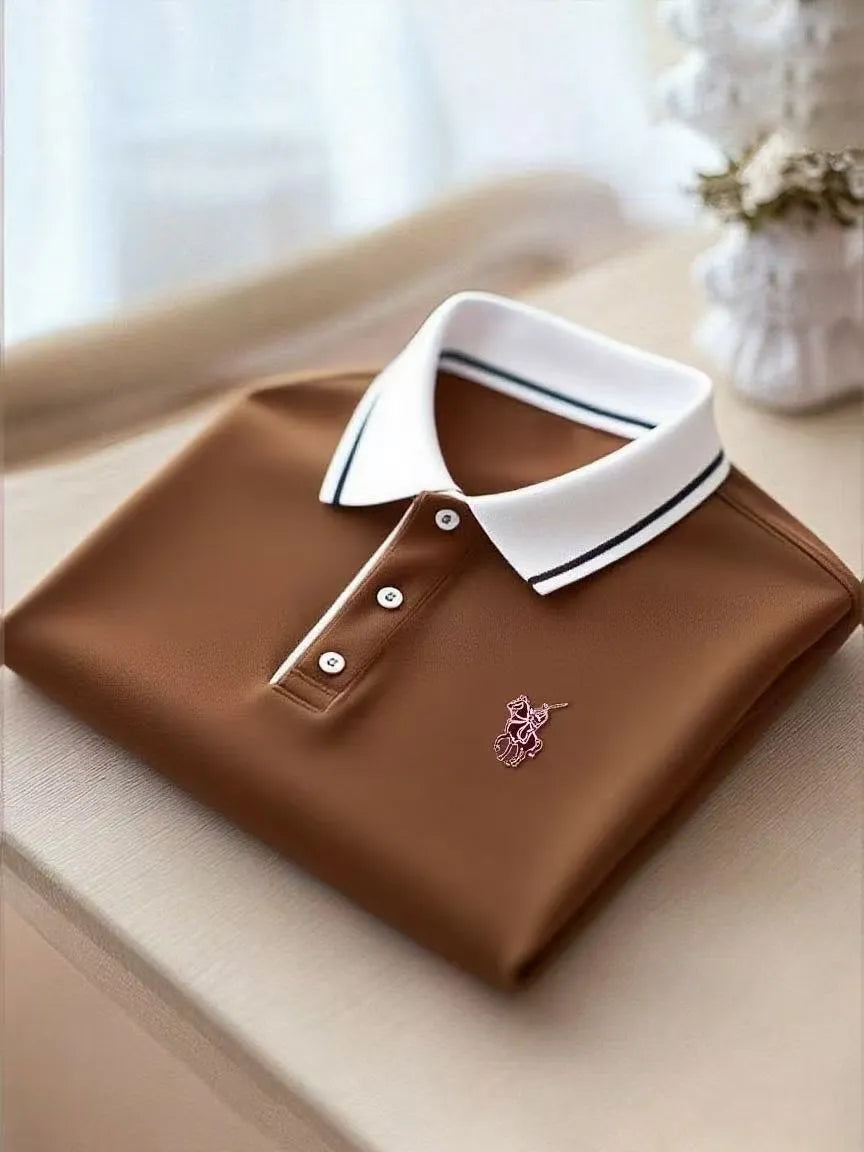 Men's Business Casual Button Short Sleeve Polo Shirt A002362