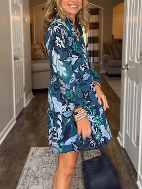 NEW🔥 V Neck Floral Vintage Print Dress