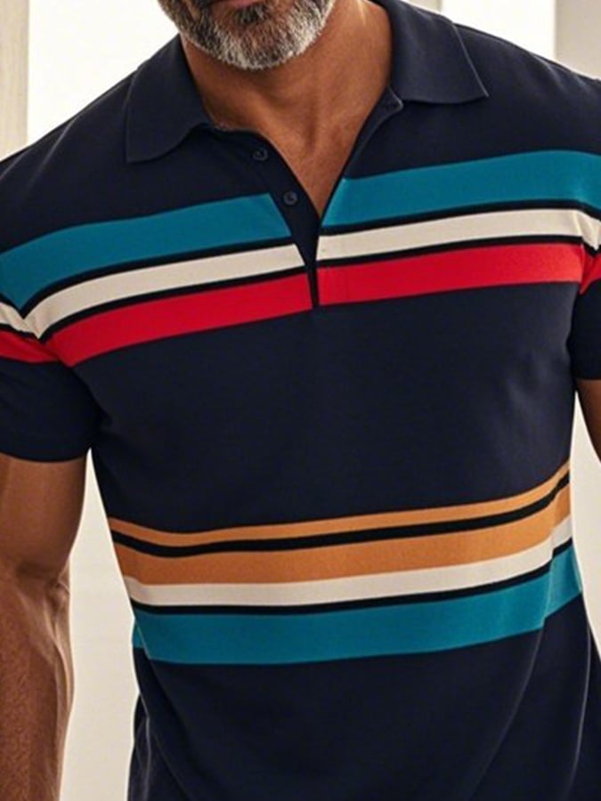 Men's Casual Fashion Color Block Short Sleeve T-Shirt