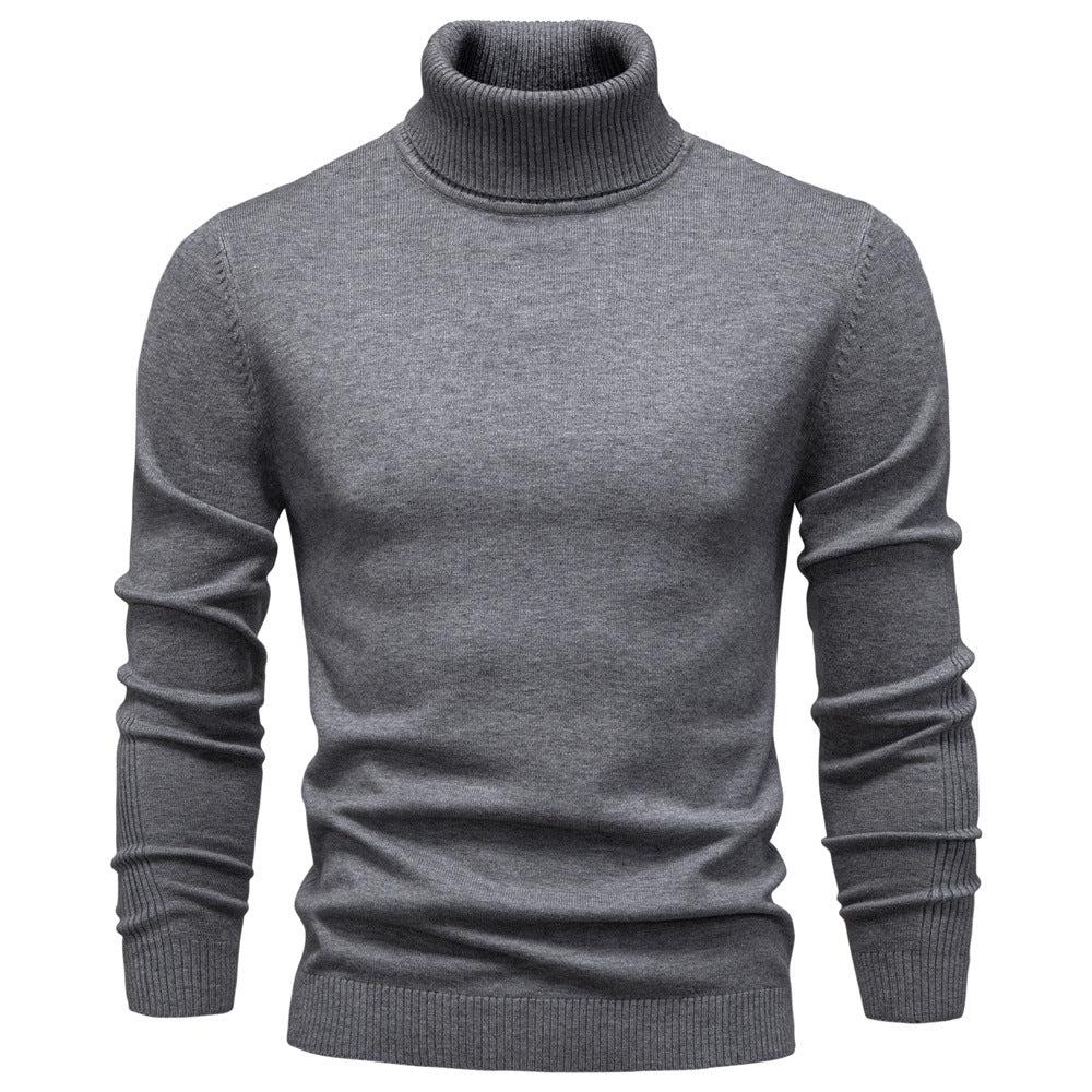 Men's Shirtssolid Color Turtleneck Pullover Sweater Tops