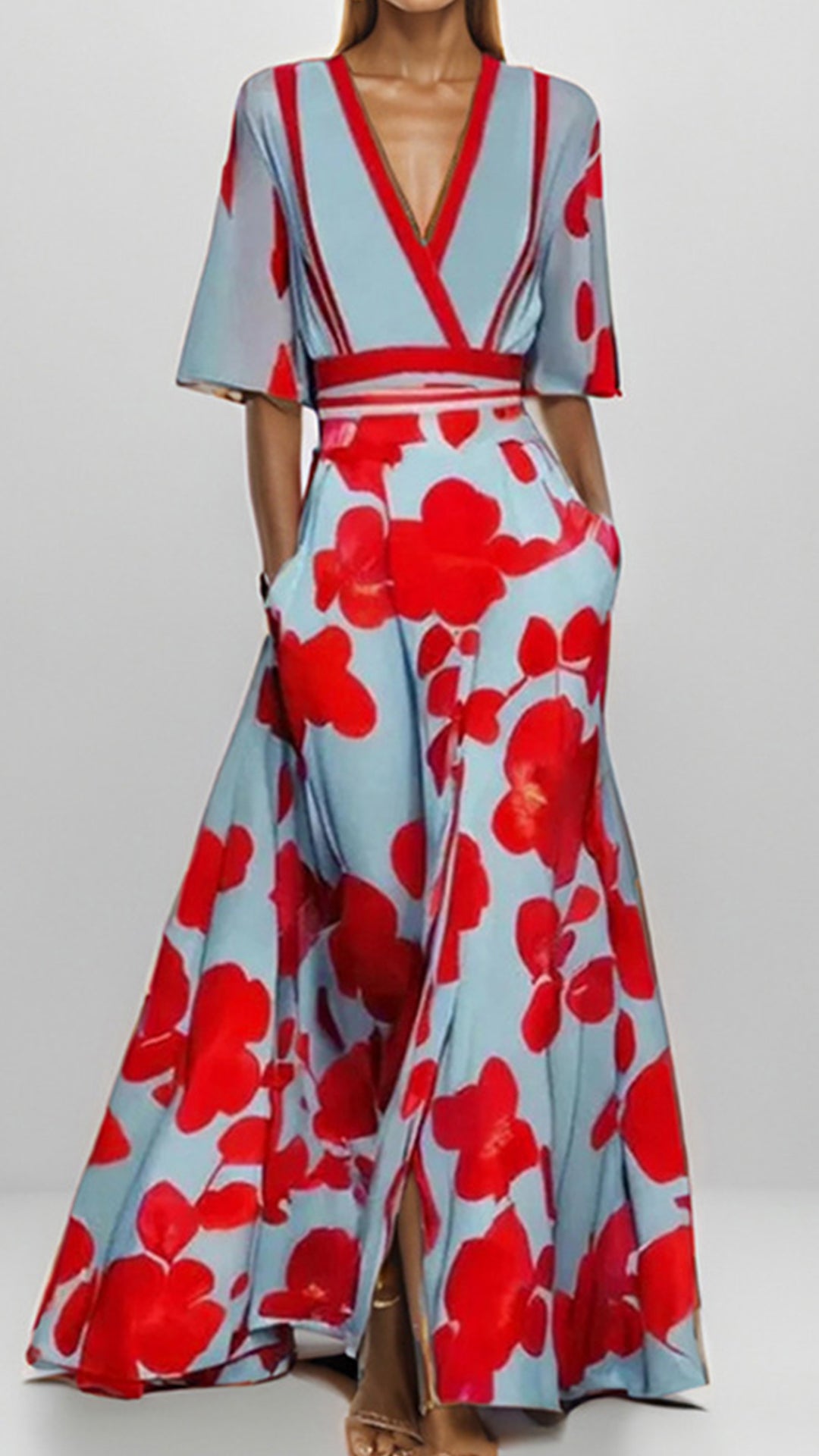 Women's Floral Print Cotton-Blend Maxi Dress