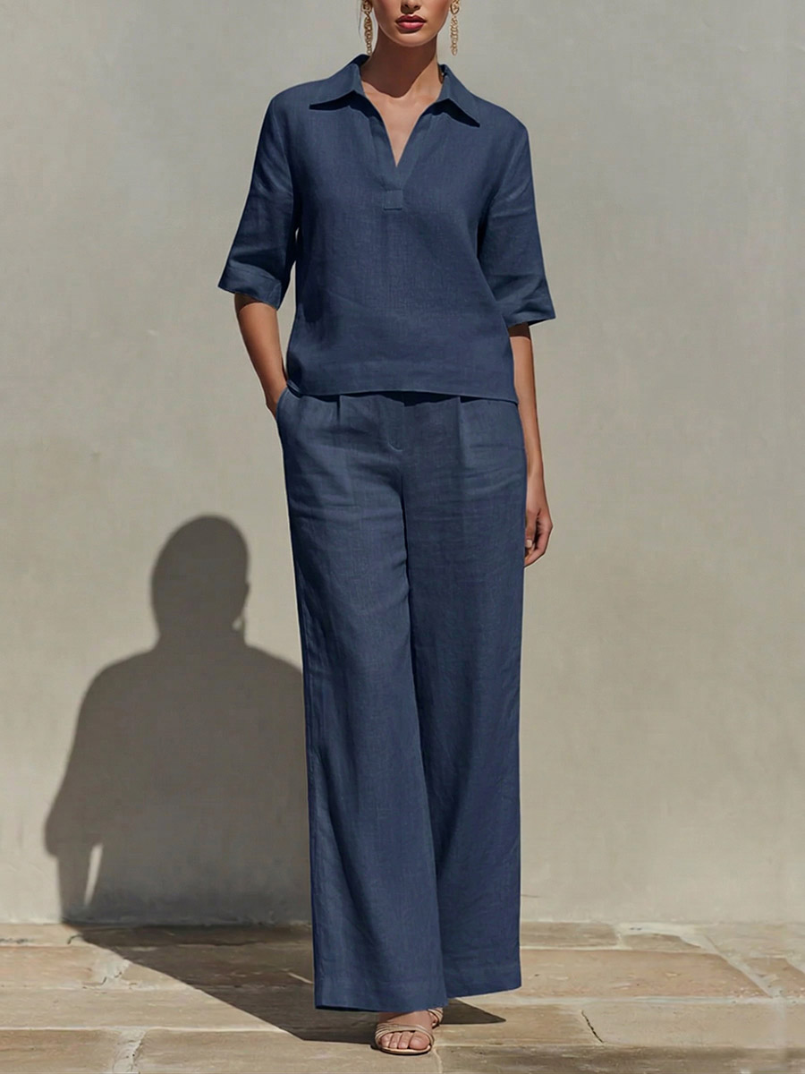 Clearance Sale🔥 Women's Solid Cotton Linen Two-Piece Set