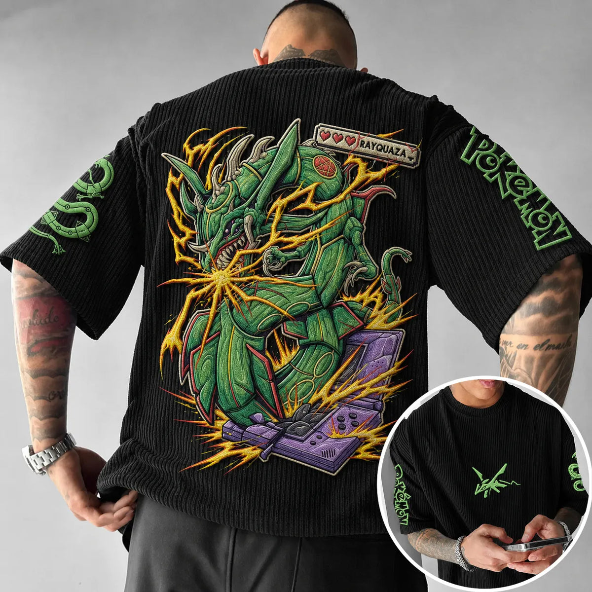 Pokémon Unisex Anime-Style Retro Corduroy Oversized T-Shirt