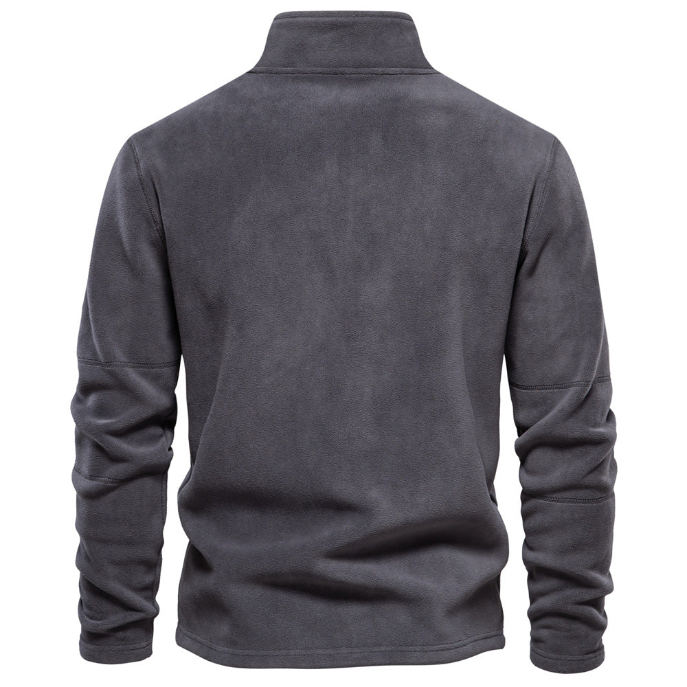 Men's Stand Collar Zip Long Sleeve Polar Fleece Sweatshirt 191597