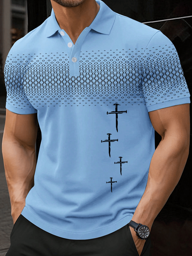 Men's Faith Printed Casual Polo Shirt