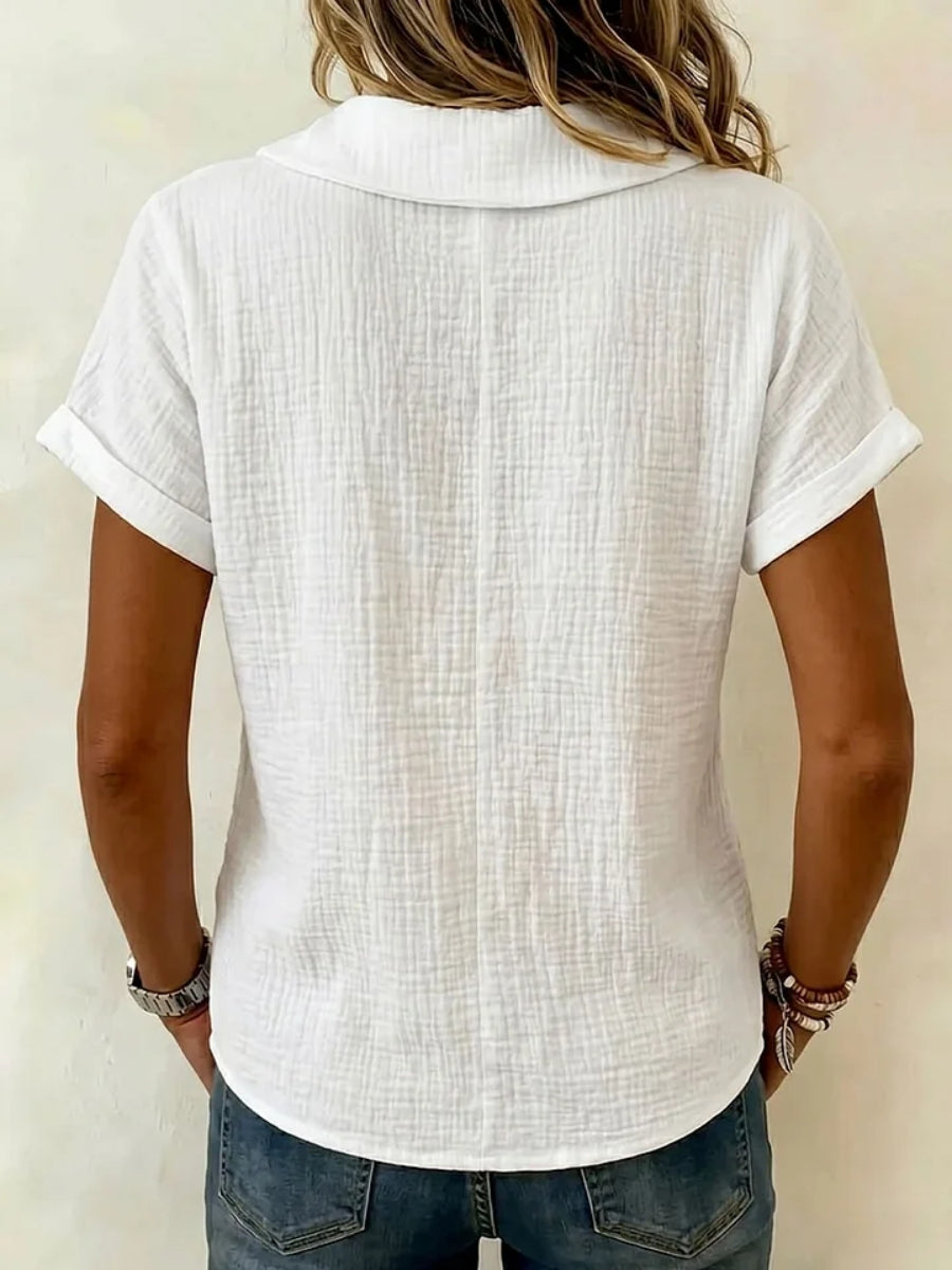 CLEARANCE SALE🔥 The "Cloud-Soft" Airy Linen-Texture V-Neck Blouse