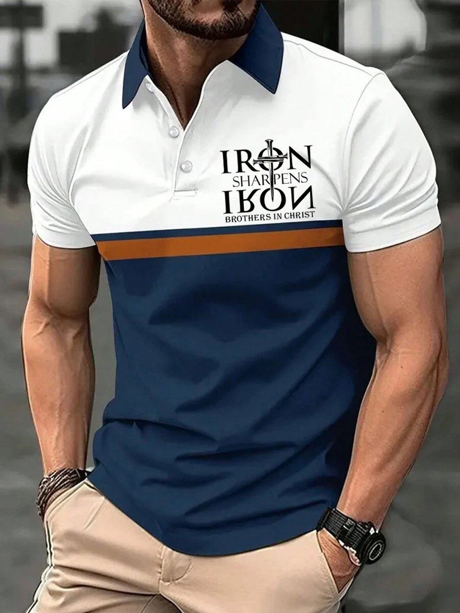 Men's Retro Faith  Casual Printed Polo Shirt