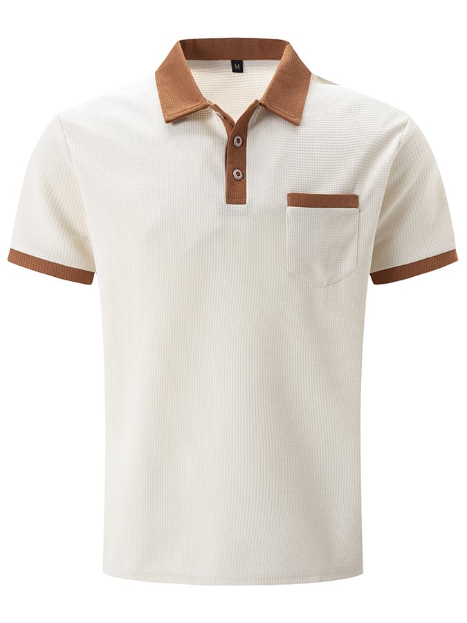 Men's Waffle Fabric Fashion Casual Polo Shirt (With Pockets)