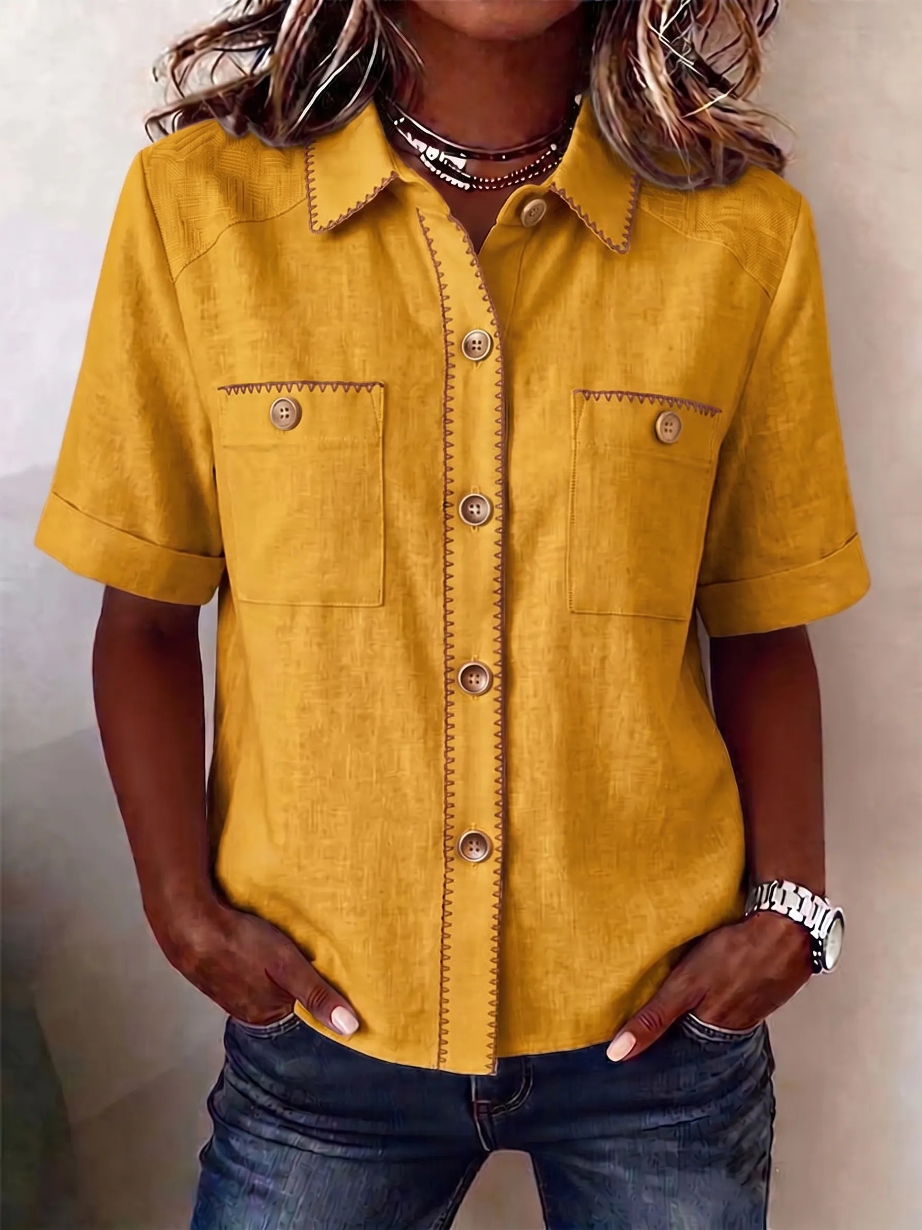 Clearance Sale🔥 Women's Casual Short Sleeve Button-Down Shirt