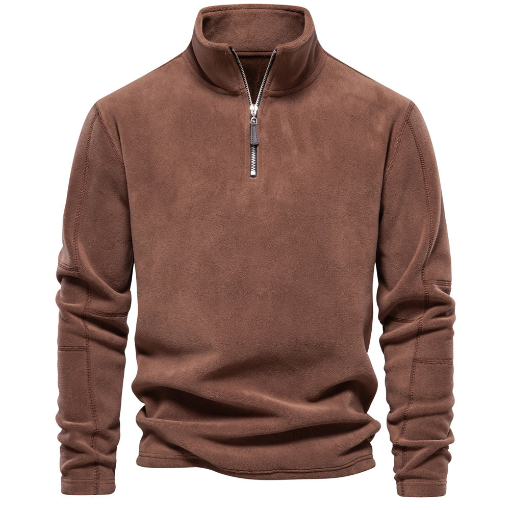 Men's Stand Collar Zip Long Sleeve Polar Fleece Sweatshirt 191597