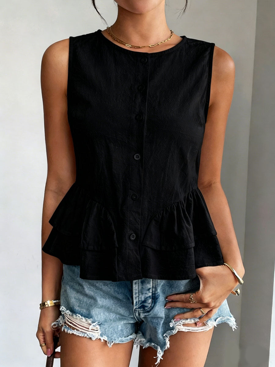 CLEARANCE🔥 Women's Casual Sleeveless Ruffled Hem Shirt