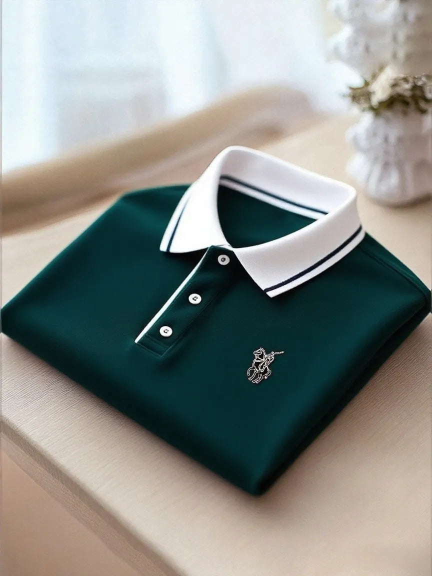 Men's Business Casual Button Short Sleeve Polo Shirt A002362