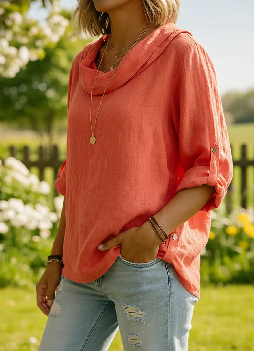 New Arrivals🔥 Linen Cotton Stacked Collar Top