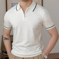 Men's Business Casual Polo Collar Geometric Printed Short-Sleeved Shirt