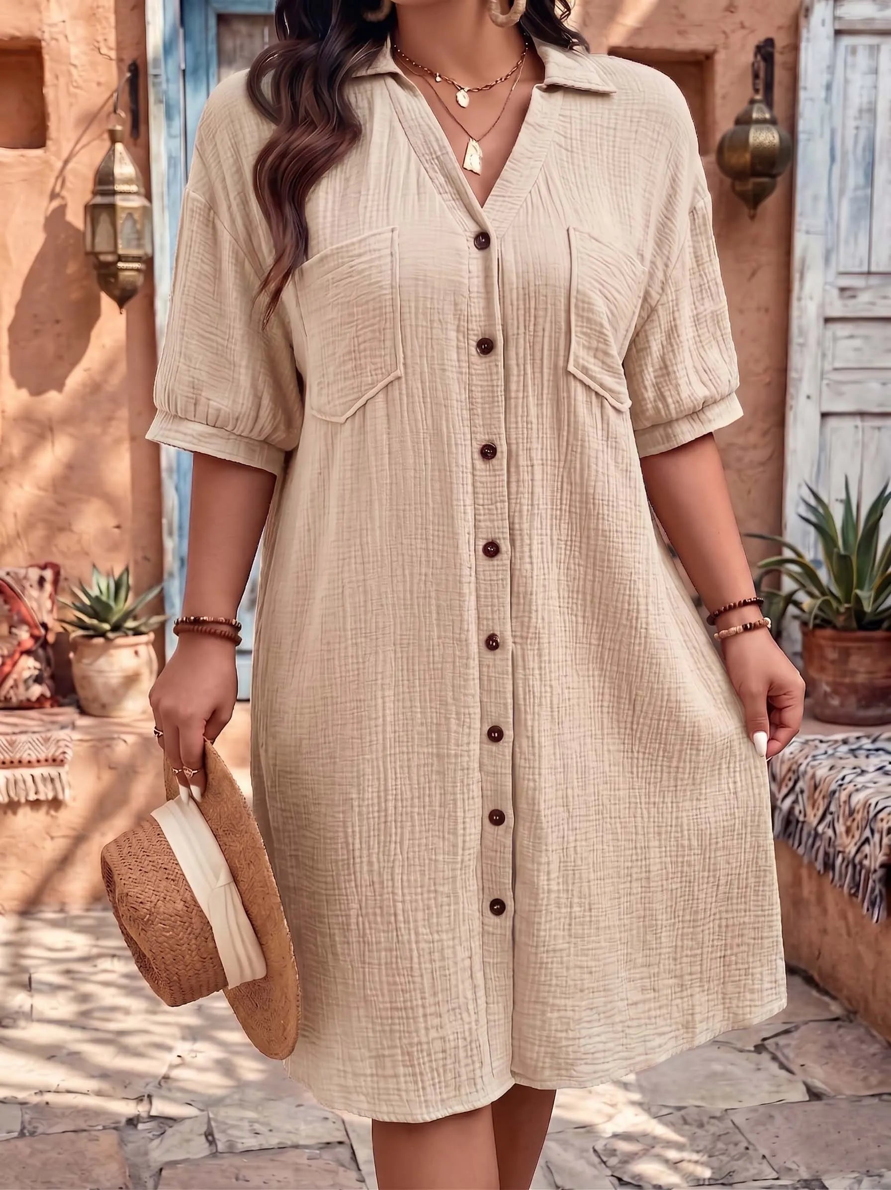 Breezy Cotton Shirt Dress
