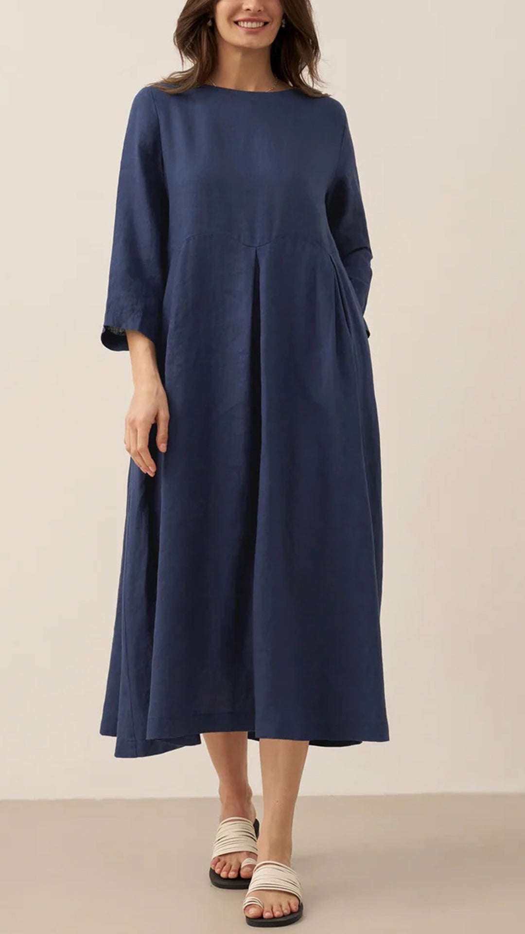 Women's Loose Cotton-Linen Midi Dress