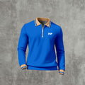 Men's Casual Color Matching Printed Long Sleeves Polo Shirts