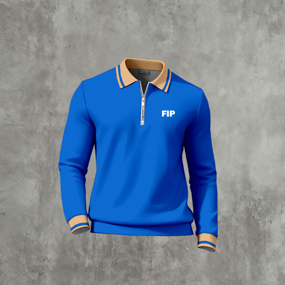 Men's Casual Color Matching Printed Long Sleeves Polo Shirts