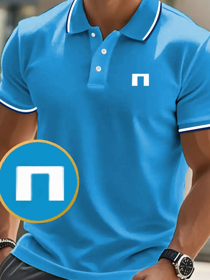 Men'S Casual Classic Letter Pattern Golf Polo Shirt