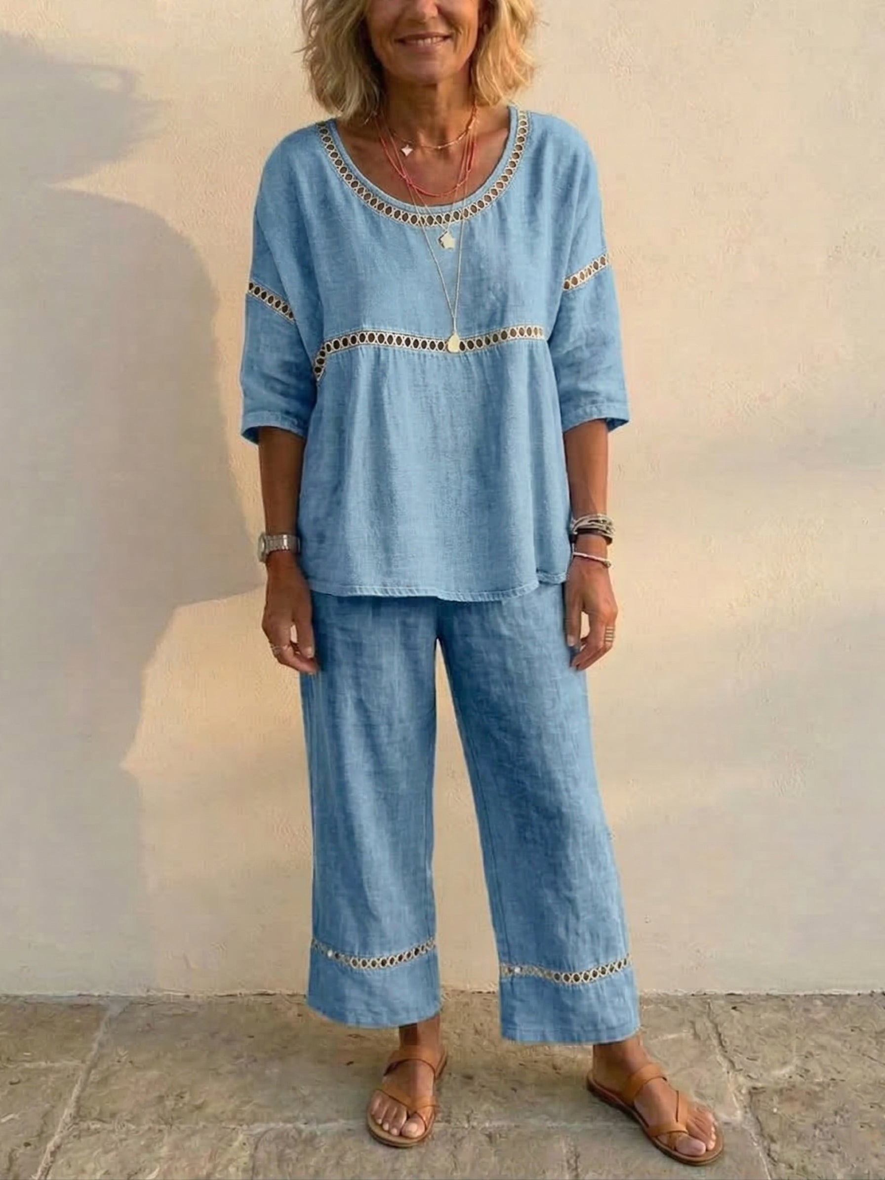 CLEARANCE SALE🔥 The Serendipity Linen Eyelet Two-Piece Set