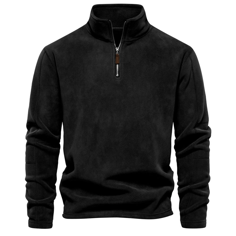 Men's Stand Collar Zip Long Sleeve Polar Fleece Sweatshirt 191597