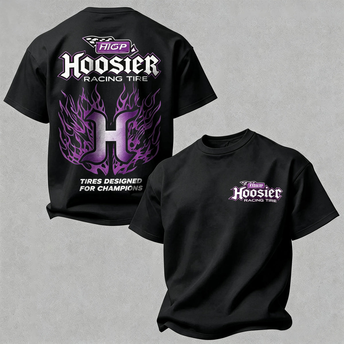 Retro Fire Pattern Champion Racing T‐Shirt