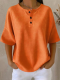 Clearance Sale🔥 Women's Casual Waffle Henry Collar 4/3 Sleeves T-shirt