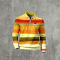 Men's Casual Color Matching Printed Long Sleeves Polo Shirts