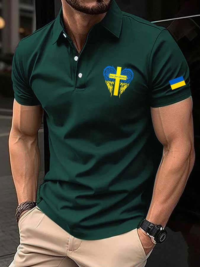 Men's Ukraine print polo shirt
