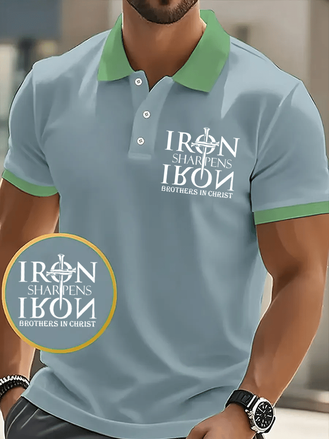 Men's Retro Faith “Faith Over Fear”  Casual Printed Polo Shirt